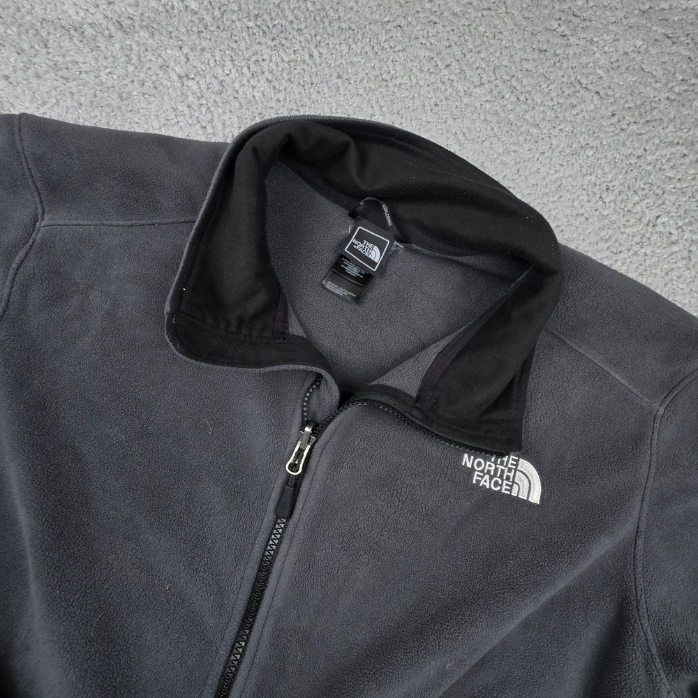 The North Face Fleece Jacket Mens XL Gray Full Zip Mock Neck Embroidered Logo